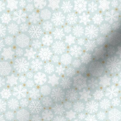 Let It Snow- Snowflakes on Linen Texture Background- Seaglass Blue- Winter- Holidays- Christmas- Multidirectional- SMini- Soft Pastel Turquoise- Baby Christmas Blanket