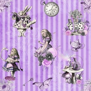 Alice in Wonderland Purple and Violet Floral Design