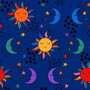 MOON AND STARS-RAINBOW BLUE