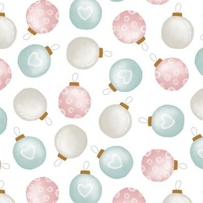 Christmas Ornaments - Baby - Pink and Blue on White