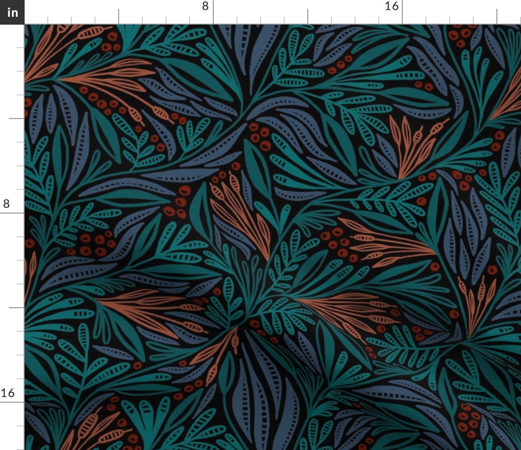 Willow foliage (teal and terra cotta)