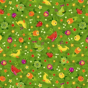 Fruit Salad Sea Creatures Green Textured