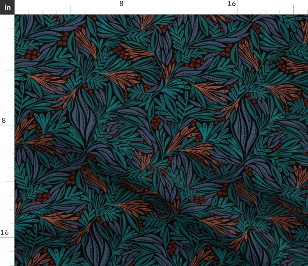 Willow foliage (teal and terra cotta) (small)