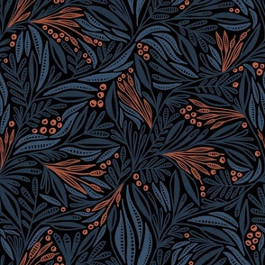 Willow foliage (navy and terra cotta)
