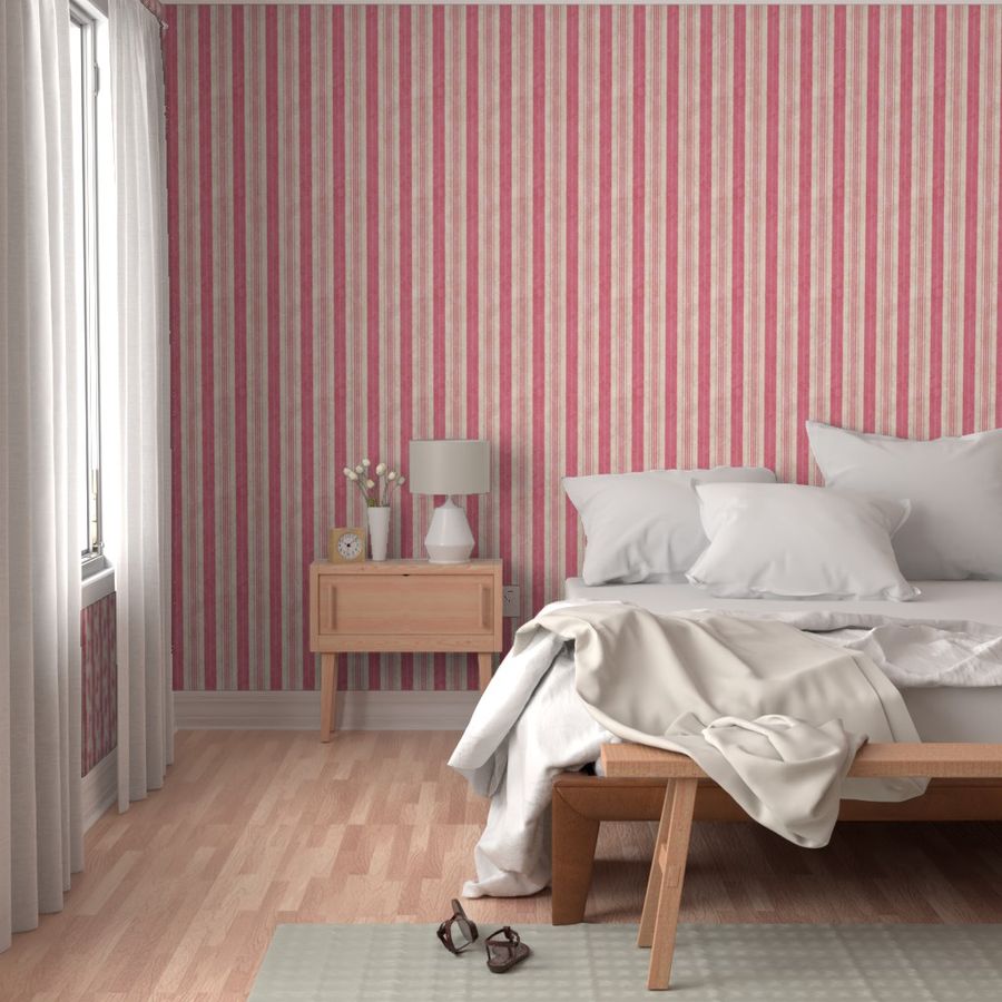 Rococo Toile Stripe Pink Mix