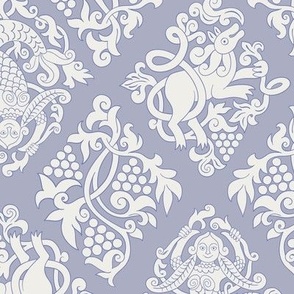 Lion and mermaid in lavender color