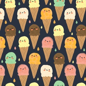 Ice cream cone ditsy - large scale 