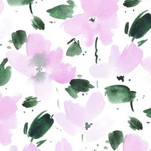 Juliet's garden in rose pink - watercolor artistic florals - tender bloom - hand painted flowers b051-3