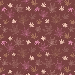Neutral, Earth Tones and Beige Weed Countours Pattern Small