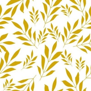 Gold Leaves on a White Background