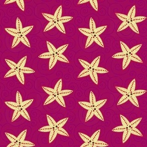 Christmas kawaii starfish on red