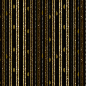 Deco Drip Pinstripe -- Dark Olive and Gold Art Deco Gangster Pinstripe with Faux Black Glitter Stripes – Bathroom Decor -- 10.50in x 9.00in repeat -- 300dpi (50% of Full Scale)