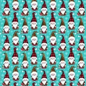 plaid and leopard gnomes bright turquoise tiny scale