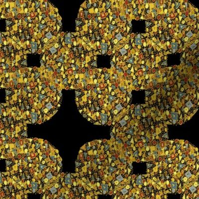 Klimt Inspired Gold Black Cross Geometric Abstract 