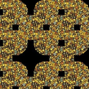 Klimt Inspired Gold Black Cross Geometric Abstract 