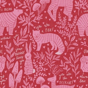 woodland theme valentine - traditional red