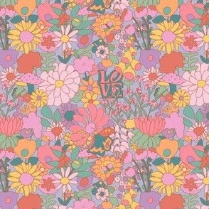 Extra Small Scale - 60's Groovy Garden in Faded Pastel