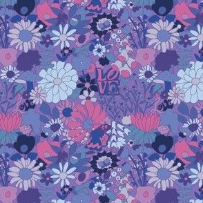 Extra Small  Scale - 60's Groovy Garden in Ultraviolet