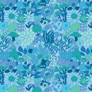Extra Small Scale - 60's Groovy Garden in Blue