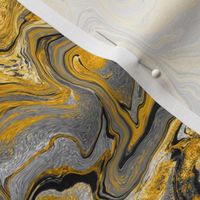 marbling, abstract small  8” repeat paint swirls, non directional honey gold and silver with black