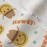 Howdy! - Happy Face Cowboy / Cowgirl - blue stars  - LAD22