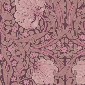 Pimpernel Floral Damask Historic William Morris Vintage Design Dust Pink