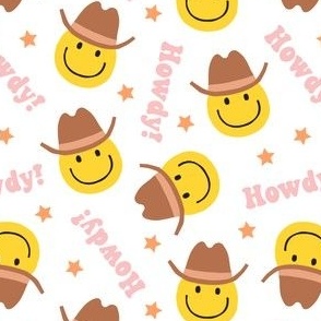 Howdy! - Happy Face Cowboy / Cowgirl - pink/peach - LAD22