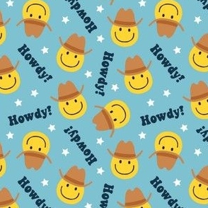 (small scale) Howdy! - Happy Face Cowboy / Cowgirl - light blue - LAD22