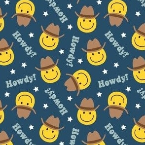 (small scale) Howdy! - Happy Face Cowboy / Cowgirl - dark blue - LAD22