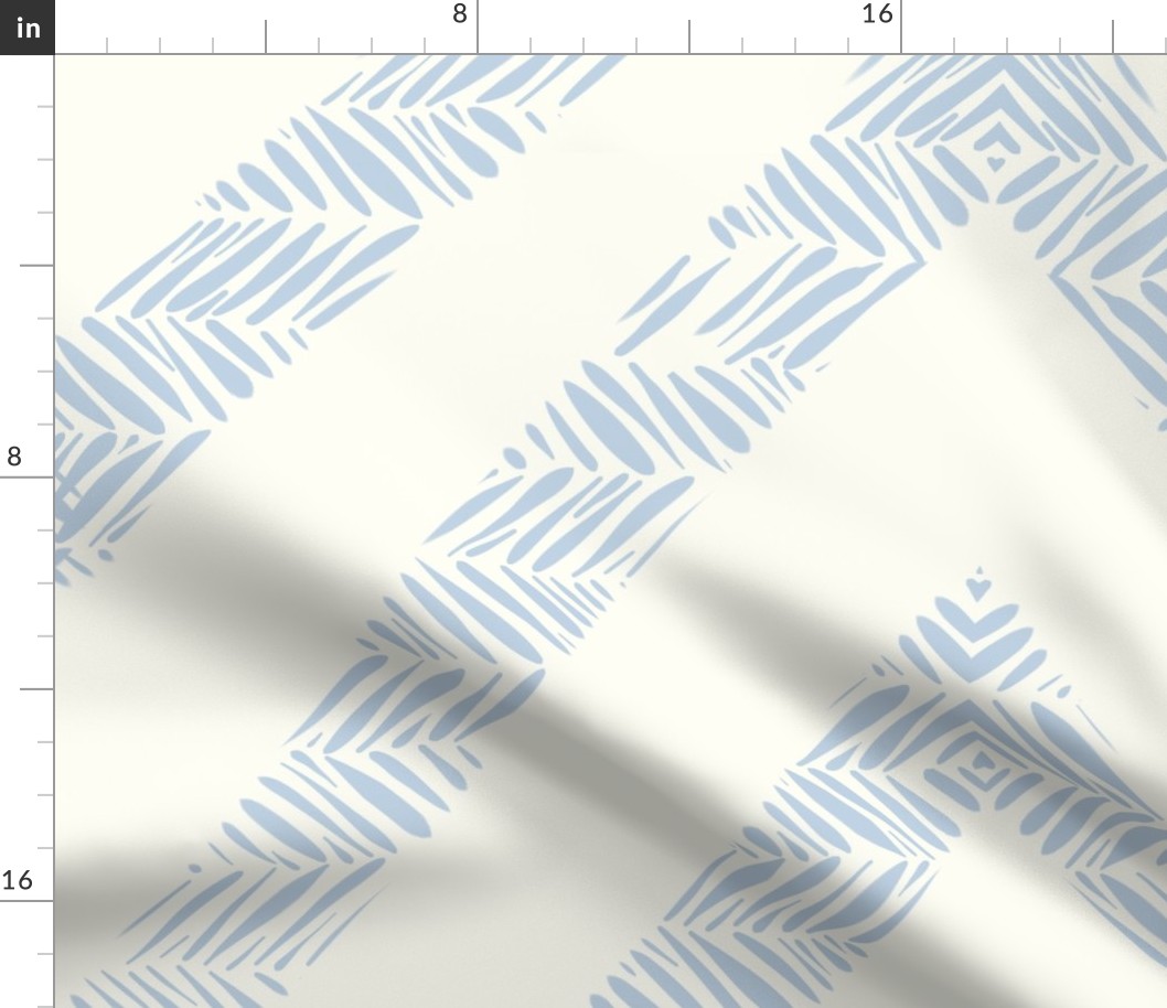 Pastel Chevron fog blue on Natural White - large scale