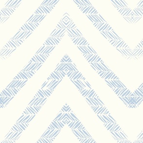 Pastel Chevron fog blue on Natural White - medium scale