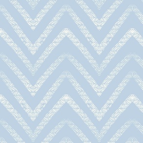 Pastel Chevron Natural White on fog blue - small scale