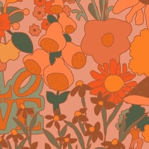 60's Groovy Garden in Orange Cream