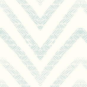 Pastel Chevron Seagrass on Natural White - medium scale