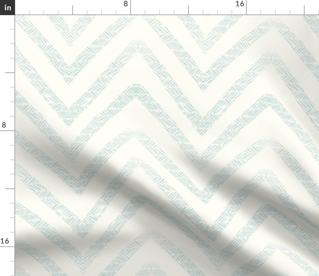 Pastel Chevron Seagrass on Natural White - small scale