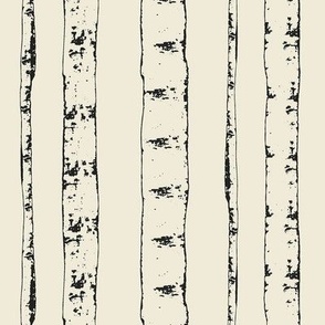 Minimalist Abstract Birch Tree Woodland Forest Stripes, Beige and Black, 12in