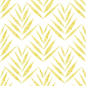 small scale botanical - palm leaves - buttercup color - foliage wallpaper and fabric