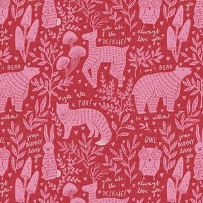 small - woodland theme valentine - traditional red
