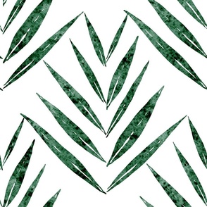 botanical - palm leaves - emerald color - foliage wallpaper and fabric
