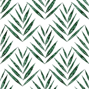 small scale botanical - palm leaves - emerald color - foliage wallpaper and fabric