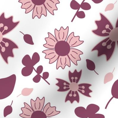 Flowers and leaves pattern