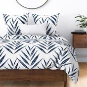 large scale botanical - palm leaves - indigo blue color - foliage wallpaper and fabric