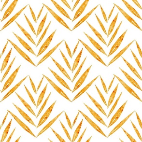 small scale botanical - palm leaves - marigold color - foliage wallpaper and fabric