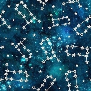 Medium Scale Gemini Constellations Teal Galaxy