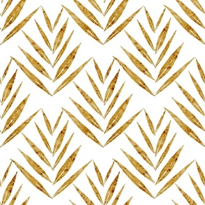 small scale botanical - palm leaves - mustard color - foliage wallpaper and fabric