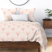 Art Deco Peacock Feather Fan Scallop pale pink XL 12in wallpaper scale by Pippa Shaw