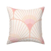 Art Deco Peacock Feather Fan Scallop pale pink XL 12in wallpaper scale by Pippa Shaw