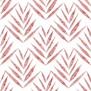 small scale botanical - palm leaves - poppy red color - foliage wallpaper and fabric