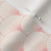 Art Deco Peacock Feather Fan Scallop pale pink 2in scale by Pippa Shaw