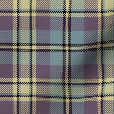 Three Ribbon Plaid in Dusty Lavender Gray Blue and Creamy Yellow